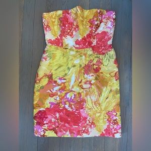 JCrew Strapless Impressionist Silk Dress